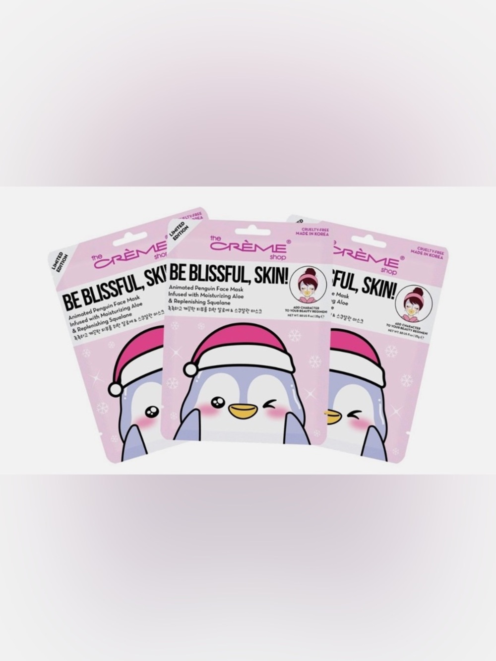The Crème Shop Pink Penguin Sheet Mask - Hydrating Face Mask